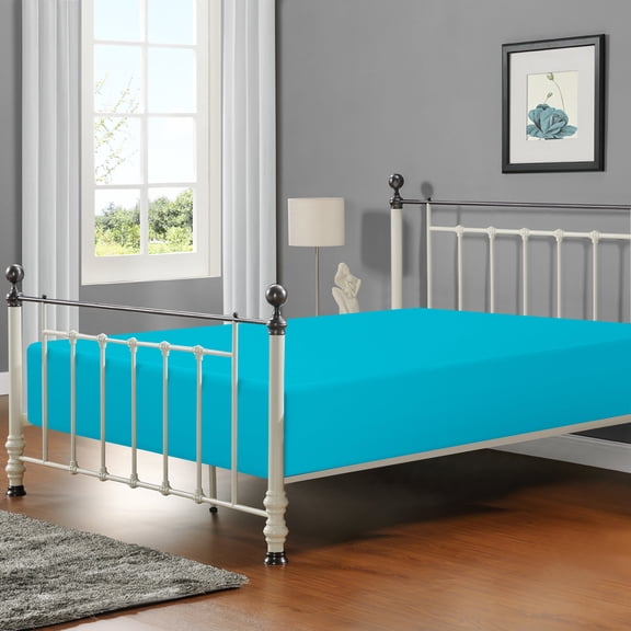 Flxxie 1800 Thread Count Brushed Microfiber Fitted Sheet with 15" Pocket, Twin Extra Long, Blue