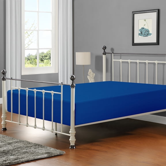 Flxxie 1800 Thread Count Brushed Microfiber Fitted Sheet with 15" Pocket, Twin Extra Long, Royal Blue