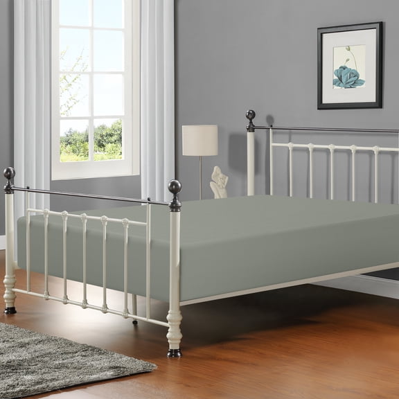 Flxxie 1800 Thread Count Brushed Microfiber Fitted Sheet with 15" Pocket, Twin Extra Long, Smoke Gray
