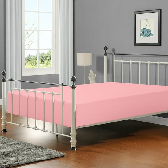 Flxxie 1800 Thread Count Brushed Microfiber Fitted Sheet with 15" Pocket, Twin, Pink