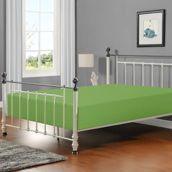 Flxxie 1800 Thread Count Brushed Microfiber Fitted Sheet with 15" Pocket, Twin, Sage Green