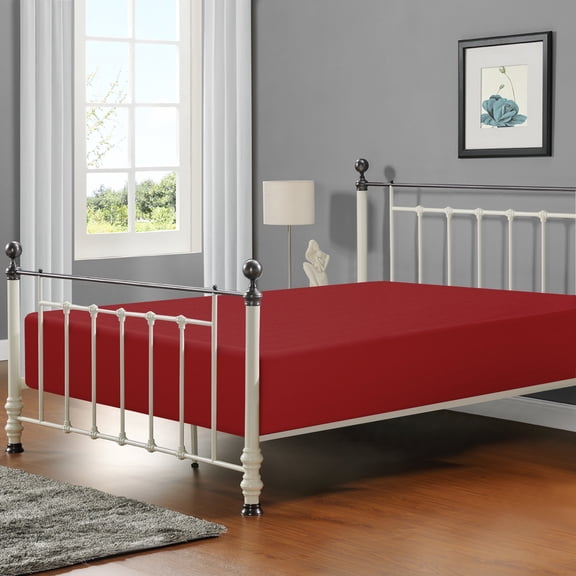 Flxxie 1800 Thread Count Brushed Microfiber Fitted Sheet with 15" Pocket, Twin, Wine Red