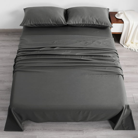 Flxxie 1800 Thread Count Microfiber Sheet Set, Super Soft Bed Sheets, Dark Gray, King, 4 Piece