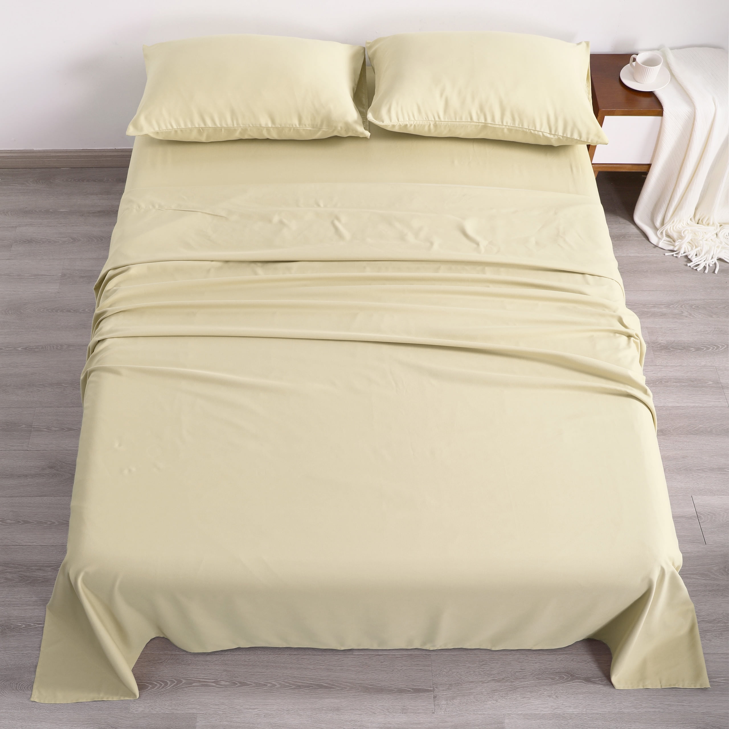 Flxxie 1800 Thread Count Microfiber Sheet Set, Super Soft Bed Sheets, Khaki, Twin, 3 Piece