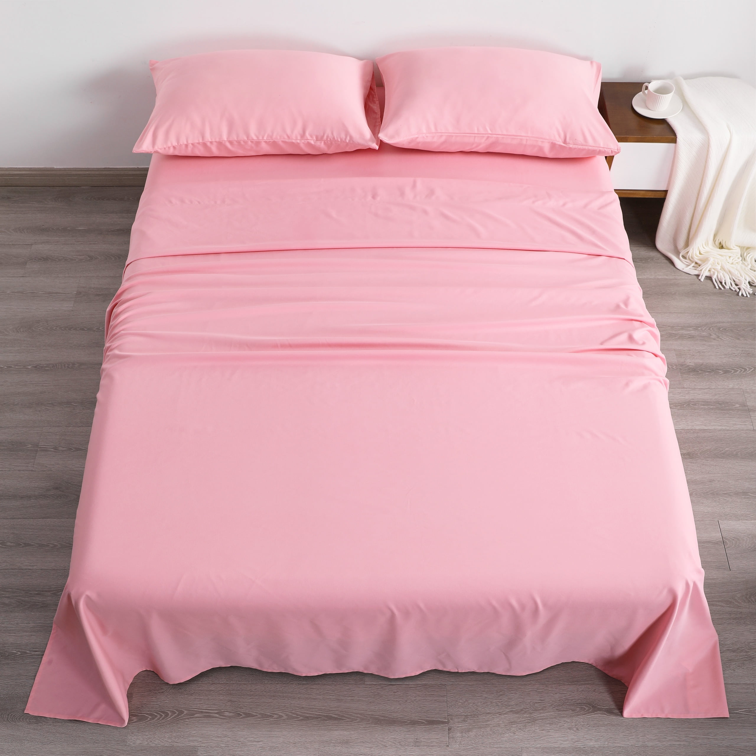 Flxxie 1800 Thread Count Microfiber Sheet Set, Super Soft Bed Sheets, Pink, Twin Extra Long, 3