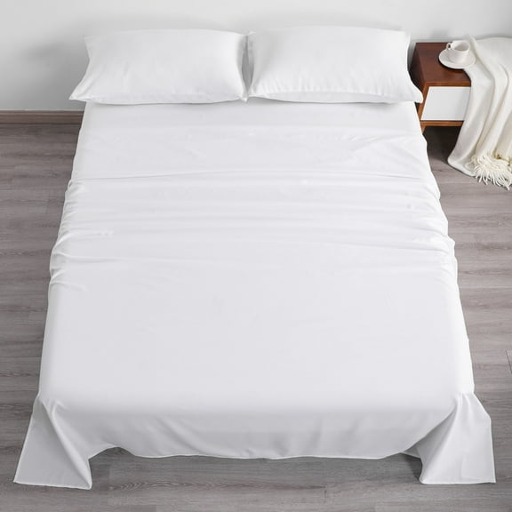 Flxxie 1800 Thread Count Microfiber Sheet Set, Super Soft Bed Sheets, White, Twin Extra Long, 3 Piece