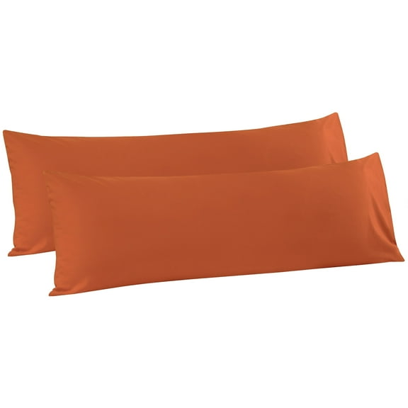 Flxxie 2 Pack 100% Brushed Microfiber Body Pillow Covers, Ultra Soft and Cozy Full Body Pillowcases for Adults, 20" x 54", Brunt Orange (Not Include Body Pillow)