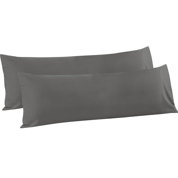 Flxxie 2 Pack 100% Brushed Microfiber Body Pillow Covers, Ultra Soft and Cozy Full Body Pillowcases for Adults, 20" x 54", Dark Gray (Not Include Body Pillow)
