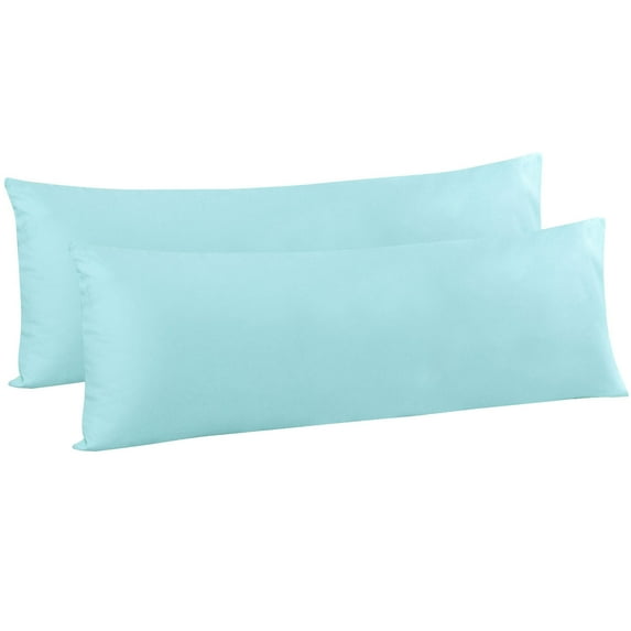 Flxxie 2 Pack 100% Brushed Microfiber Body Pillow Covers, Ultra Soft and Cozy Full Body Pillowcases for Adults, 20" x 54", Light Blue (Not Include Body Pillow)
