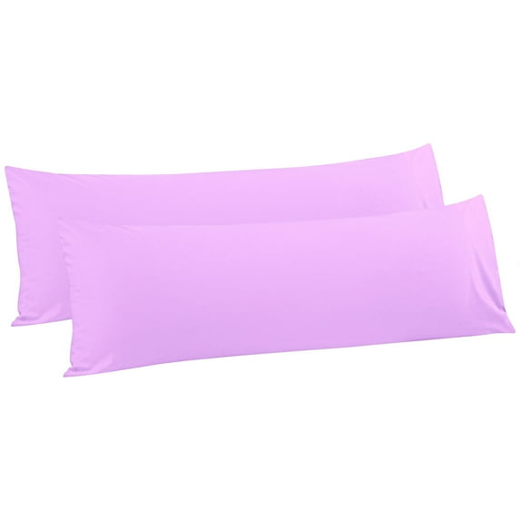 Flxxie 2 Pack 100% Brushed Microfiber Body Pillow Covers, Ultra Soft and Cozy Full Body Pillowcases for Adults, 20" x 54", Light Purple (Not Include Body Pillow)