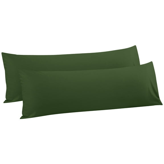 Flxxie 2 Pack 100% Brushed Microfiber Body Pillow Covers, Ultra Soft and Cozy Full Body Pillowcases for Adults, 20" x 54", Olive Green (Not Include Body Pillow)