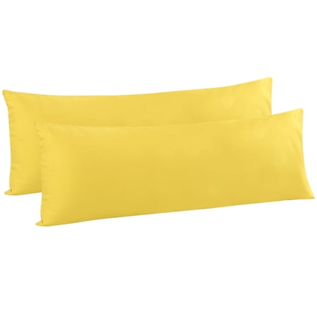 Flxxie 2 Pack 100% Brushed Microfiber Body Pillow Covers, Ultra Soft and Cozy Full Body Pillowcases for Adults, 20" x 54", Yellow (Not Include Body Pillow)
