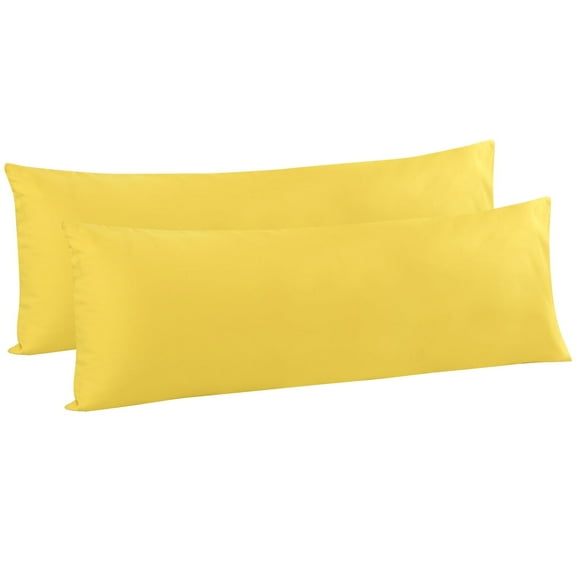 Flxxie 2 Pack 100% Brushed Microfiber Body Pillow Covers, Ultra Soft and Cozy Full Body Pillowcases for Adults, 20" x 54", Yellow (Not Include Body Pillow)