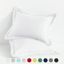 Flxxie 2 Pack 500 Thread Count Cotton Sateen Pillow Shams 20"x30" with 2" Flange, Queen, White