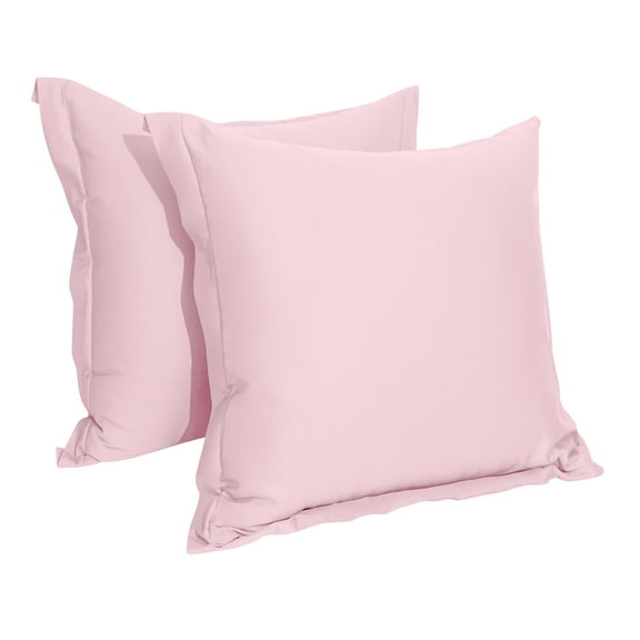 Flxxie 2 Pack 500 thread count 100% Egyptian Cotton Euro Pillow Shams with 2" Flange, Super Soft Sateen Silky European Throw Pillow Covers, Square Pillow Cases, 26"x26", Pink