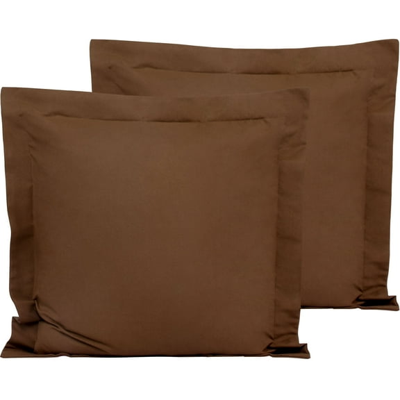 Flxxie 2 Pack Microfiber Euro Pillow Shams, Ultra Soft European Throw Pillow Covers, Decorative Square Pillow Cases, 26" x 26", Coffee