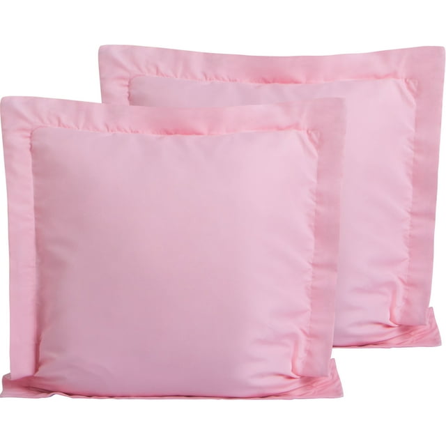 Flxxie 2 Pack Microfiber Euro Pillow Shams, Ultra Soft European Throw Pillow Covers, Decorative Square Pillow Cases, 26" x 26", Pink