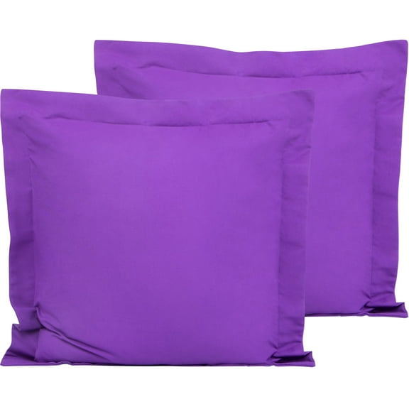 Flxxie 2 Pack Microfiber Euro Pillow Shams, Ultra Soft European Throw Pillow Covers, Decorative Square Pillow Cases, 26" x 26", Purple