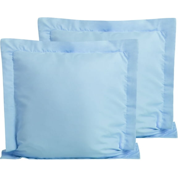 Flxxie 2 Pack Microfiber Euro Pillow Shams, Ultra Soft European Throw Pillow Covers, Decorative Square Pillow Cases, 26" x 26", Sky Blue