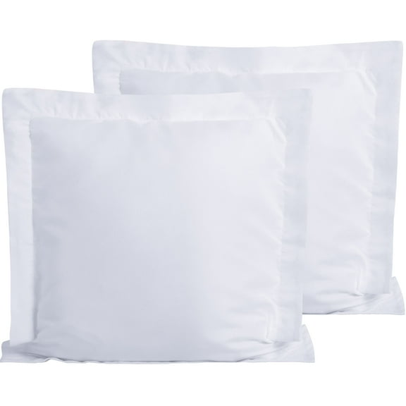 Flxxie 2 Pack Microfiber Euro Pillow Shams, Ultra Soft European Throw Pillow Covers, Decorative Square Pillow Cases, 26" x 26", White