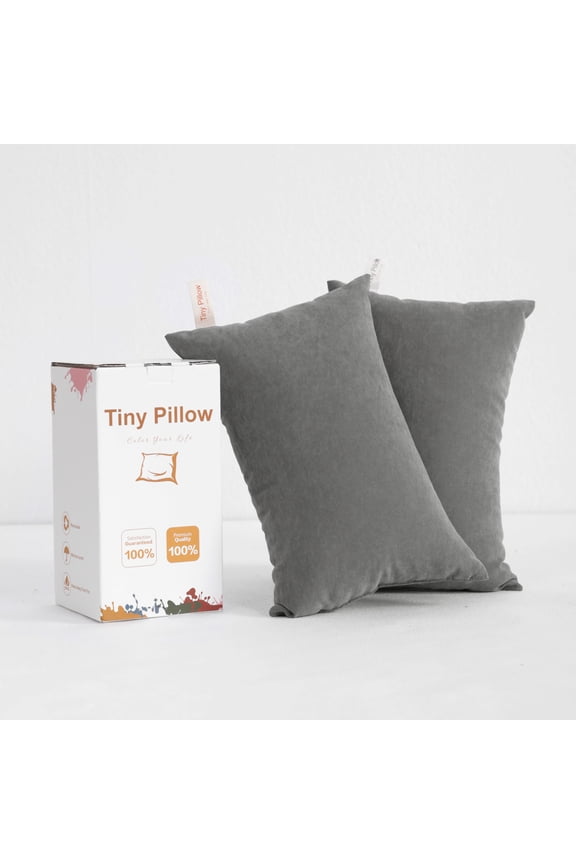 2 Pack Microfiber Tiny Pillows, Ultra Soft Machine Washable Mini Pillows for Toddler, Travel, Pets, 11"x7", Dark Gray