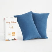 Flxxie 2 Pack Microfiber Tiny Pillows, Ultra Soft Machine Washable Mini Pillows for Toddler, Travel, Pets, 11"x7", Denim Blue