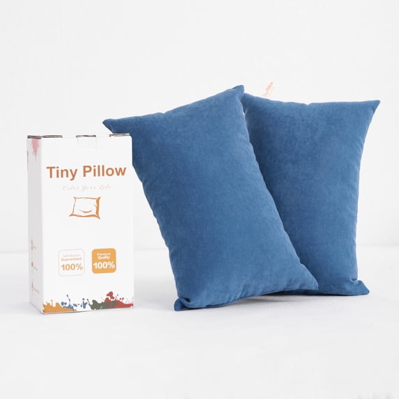Flxxie 2 Pack Microfiber Tiny Pillows, Ultra Soft Machine Washable Mini Pillows for Toddler, Travel, Pets, 11"x7", Denim Blue