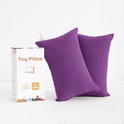 Flxxie 2 Pack Microfiber Tiny Pillows, Ultra Soft Machine Washable Mini Pillows for Toddler, Travel, Pets, 11"x7", Purple
