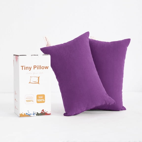 Flxxie 2 Pack Microfiber Tiny Pillows, Ultra Soft Machine Washable Mini Pillows for Toddler, Travel, Pets, 11"x7", Purple