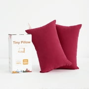 Flxxie 2 Pack Microfiber Tiny Pillows, Ultra Soft Machine Washable Mini Pillows for Toddler, Travel, Pets, 11"x7", Red