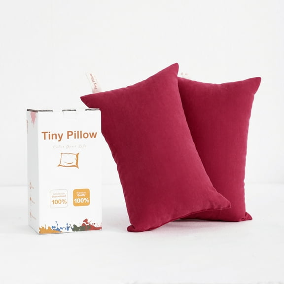 Flxxie 2 Pack Microfiber Tiny Pillows, Ultra Soft Machine Washable Mini Pillows for Toddler, Travel, Pets, 11"x7", Red