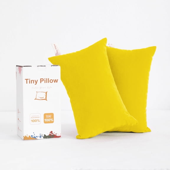Flxxie 2 Pack Microfiber Tiny Pillows, Ultra Soft Machine Washable Mini Pillows for Toddler, Travel, Pets, 11"x7", Yellow