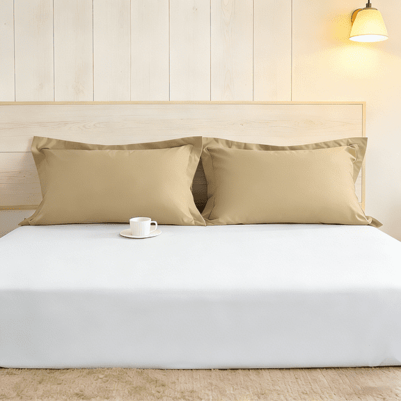 Lorviah 2 Pack Standard Pillow Shams 20"x26", Ultra Soft Microfiber, Envelope Closure, Khaki