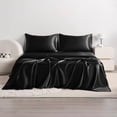 thumbnail image 1 of Flxxie 3 Pieces Twin Silky Satin Sheet Set for Hair and Skin, Includes Flat Sheet, Deep Pocket Fitted Sheet and Pillowcases, Black, 1 of 6