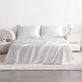 thumbnail image 1 of Flxxie 3 Pieces Twin Silky Satin Sheet Set for Hair and Skin, Includes Flat Sheet, Deep Pocket Fitted Sheet and Pillowcases, White, 1 of 6