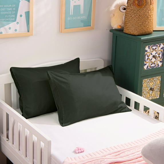 Flxxie 500 Count Egyptian Cotton Toddler Pillowcases, Ultra soft Travel Pillow Covers with Envelope Closure for Boys and Girls, Charcoal Gray, 13" x 18", 2 Pack