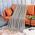 thumbnail image 1 of Flxxie Acrylic Knitted Throw Blanket with Decorative Tassel Couch Bed Sofa, 51" x 67", Camel, 1 of 5
