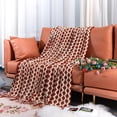 thumbnail image 1 of Flxxie Acrylic Knitted Throw Blanket with Decorative Tassel Couch Bed Sofa, 51" x 67", Pink and White Chevron, 1 of 5