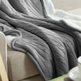thumbnail image 1 of Flxxie Cotton Cable Knitted Throw Blanket, Sherpa Fleece Throw Blanket Dual Sided (Gray, 51" x 67"), 1 of 5