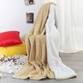 thumbnail image 1 of Flxxie Cotton Cable Knitted Twin Blanket, Sherpa Fleece Twin Blanket Dual Sided (Khaki, 60" x 80"), 1 of 4