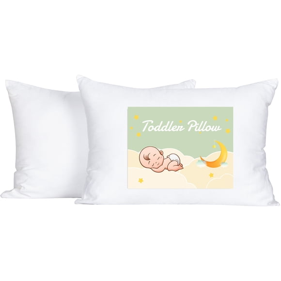Flxxie 2-Pack 13x18 Toddler Pillows, Soft Breathable & Washable for Travel, Crib, School