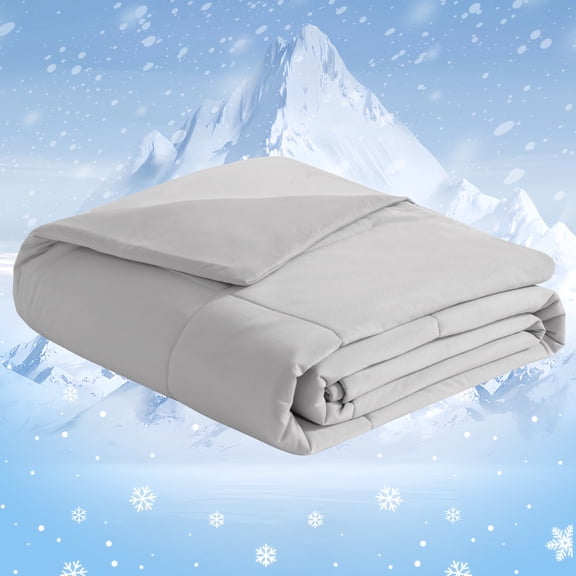 Flxxie Double-Sided Cooling Comforter Queen Size, Lightweight and Breathable Cooling Blanket, Q-Max 0.45, 90 x 90 inches, Light Gray