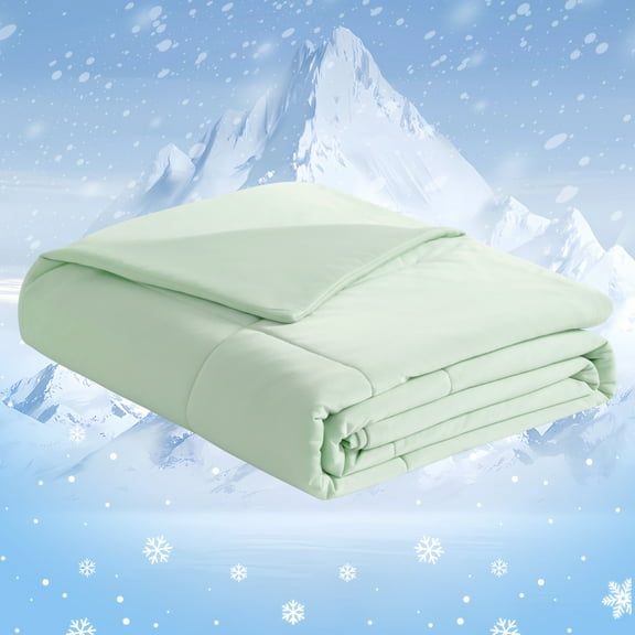 Flxxie Double-Sided Cooling Comforter Queen Size, Lightweight and Breathable Cooling Blanket, Q-Max 0.45, 90 x 90 inches, Mint Green