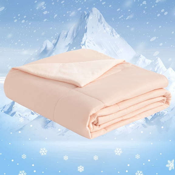 Flxxie Double-Sided Cooling Toddler Comforter, Lightweight and Breathable Cooling Throw Blanket, Q-Max 0.45, 50 x 60 inches, Coral Pink