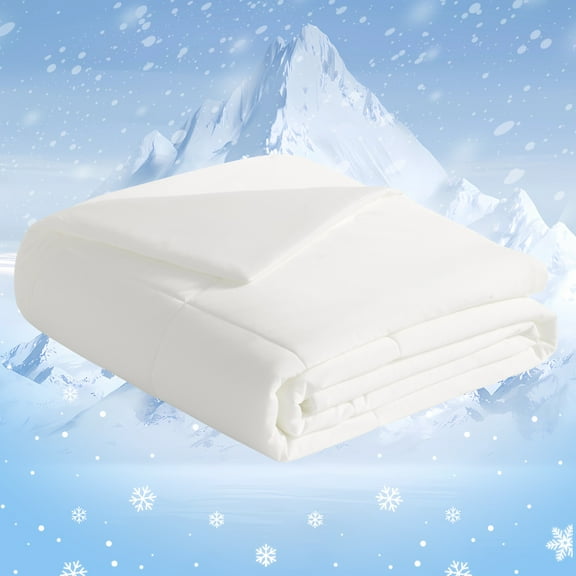 Flxxie Double-Sided Cooling Toddler Comforter, Lightweight and Breathable Cooling Throw Blanket, Q-Max 0.45, 50 x 60 inches, White