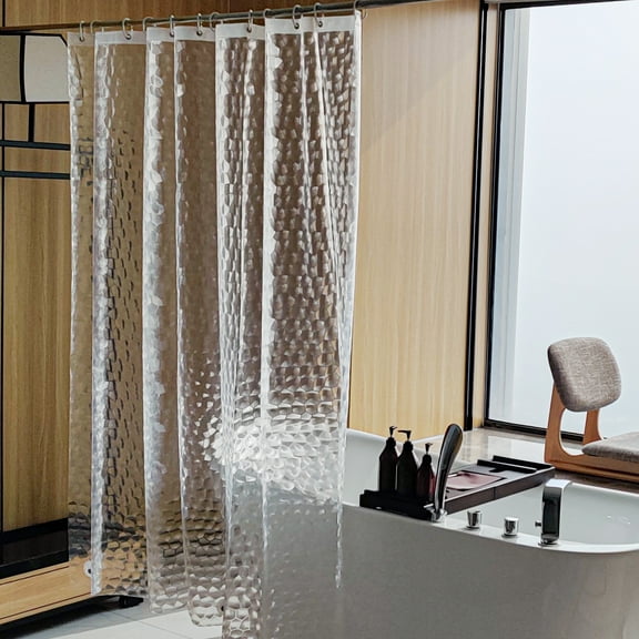 Flxxie EVA Shower Curtain Liner, Water Repellent Shower Curtain for Bathroom Shower Stall, Clear Water Cube, 72"x72"