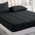 thumbnail image 1 of Flxxie Full Size Breathable Quilted Waterproof Mattress Protector with Deep Pocket, Easy Care Fitted Mattress Pad Cover, 54" x 75", Black, 1 of 4