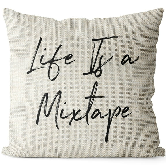 Flxxie Microfiber Decorative Throw Pillow Cover with Black Text Printed, Zipper Square Cushion Case for Bed Sofa Couch, 18" x 18"