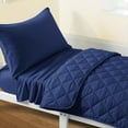 thumbnail image 1 of Flxxie Microfiber Toddler Bedding Set, Soft and Easy Care Crib Sheet Set, Includes Quilted Comforter, Flat Top Sheet, Fitted Sheet, Envelope Pillow Case for Boys and Girls, Navy Blue, 4 Pieces, 1 of 7