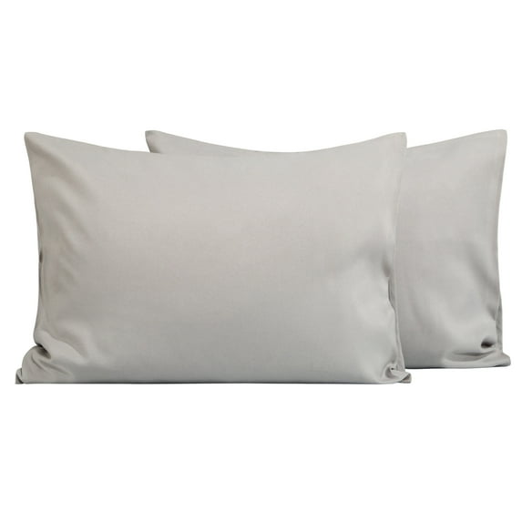 Flxxie 2 Pack Brushed Microfiber Toddler Pillowcases with Envelope Closure, Super Soft and Cozy Travel Pillow Covers, 14" x 20", Fits Pillows Sized 12"x16" 13"x18" 14"x19", Light Grey